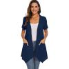 imageMoss Rose Womens Sleeveless Cardigan Vest Draped Open Front Cardigans Asymmetric HemZnavy