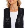 imageMoss Rose Womens Sleeveless Cardigans Vests Long Open Front Hollow Crochet Cardigan Sweater Duster VestBlack