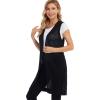 imageMoss Rose Womens Sleeveless Cardigans Vests Long Open Front Hollow Crochet Cardigan Sweater Duster VestBlack