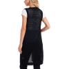 imageMoss Rose Womens Sleeveless Cardigans Vests Long Open Front Hollow Crochet Cardigan Sweater Duster VestBlack