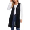 imageMoss Rose Womens Sleeveless Cardigans Vests Long Open Front Hollow Crochet Cardigan Sweater Duster VestBlack