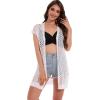 imageMoss Rose Womens Sleeveless Cardigans Vests Long Open Front Hollow Crochet Cardigan Sweater Duster VestZ Off White