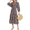 imageMoss Rose Womens Spring Summer Maxi Dresses V Neck 34 Sleeve Floral Flowy Swing Boho Long DressBlack