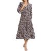 imageMoss Rose Womens Spring Summer Maxi Dresses V Neck 34 Sleeve Floral Flowy Swing Boho Long DressBlack