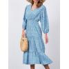 imageMoss Rose Womens Spring Summer Maxi Dresses V Neck 34 Sleeve Floral Flowy Swing Boho Long DressBlue