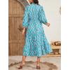 imageMoss Rose Womens Spring Summer Maxi Dresses V Neck 34 Sleeve Floral Flowy Swing Boho Long DressGreen