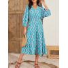 imageMoss Rose Womens Spring Summer Maxi Dresses V Neck 34 Sleeve Floral Flowy Swing Boho Long DressGreen