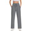 imageMoss Rose Womens Straight Leg Casual Sweatpants Elastic Waisted Workout Pants with PocketsGrey