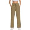 imageMoss Rose Womens Straight Leg Casual Sweatpants Elastic Waisted Workout Pants with PocketsKhaki