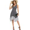 imageMoss Rose Womens Summer Casual Dress Fashion V Neck Sleeveless Midi Dresses with Asymmetrical HemBlack Stripe