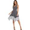 imageMoss Rose Womens Summer Casual Dress Fashion V Neck Sleeveless Midi Dresses with Asymmetrical HemBlack Stripe