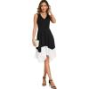 imageMoss Rose Womens Summer Casual Dress Fashion V Neck Sleeveless Midi Dresses with Asymmetrical HemBlack White