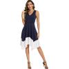 imageMoss Rose Womens Summer Casual Dress Fashion V Neck Sleeveless Midi Dresses with Asymmetrical HemNavy
