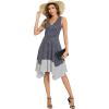 imageMoss Rose Womens Summer Casual Dress Fashion V Neck Sleeveless Midi Dresses with Asymmetrical HemNavy Stripe
