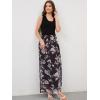 imageMoss Rose Womens Summer Dress Sleeveless Maxi Dresses Empire Waist Floral Print Casual Long DressBlackfloral 3
