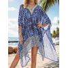 imageMoss Rose Womens Swimsuit Cover up Beach Kaftan for Bathing Suit with Floral PatternA Blue