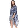imageMoss Rose Womens Swimsuit Cover up Beach Kaftan for Bathing Suit with Floral PatternA Blue