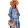 imageMoss Rose Womens Swimsuit Cover up Beach Kaftan for Bathing Suit with Floral PatternAb Blue