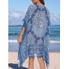 imageMoss Rose Womens Swimsuit Cover up Beach Kaftan for Bathing Suit with Floral PatternAb Blue