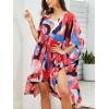 imageMoss Rose Womens Swimsuit Cover up Beach Kaftan for Bathing Suit with Floral PatternB Colorful Red 2
