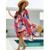 imageMoss Rose Womens Swimsuit Cover up Beach Kaftan for Bathing Suit with Floral PatternB Colorful Red 2