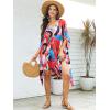 imageMoss Rose Womens Swimsuit Cover up Beach Kaftan for Bathing Suit with Floral PatternB Colorful Red 2