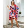 imageMoss Rose Womens Swimsuit Cover up Beach Kaftan for Bathing Suit with Floral PatternB Colorful Red 2