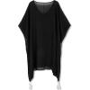 imageMoss Rose Womens Swimsuit Cover up Beach Kaftan for Bathing Suit with Floral PatternBlack With Tassel