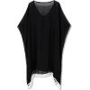 imageMoss Rose Womens Swimsuit Cover up Beach Kaftan for Bathing Suit with Floral PatternBlack With Tassel2