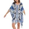 imageMoss Rose Womens Swimsuit Cover up Beach Kaftan for Bathing Suit with Floral PatternBluefloral
