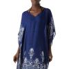 imageMoss Rose Womens Swimsuit Cover up Beach Kaftan for Bathing Suit with Floral PatternC Adeline Navy 1