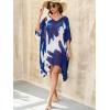 imageMoss Rose Womens Swimsuit Cover up Beach Kaftan for Bathing Suit with Floral PatternE Blue Flower