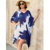 imageMoss Rose Womens Swimsuit Cover up Beach Kaftan for Bathing Suit with Floral PatternE Blue Flower