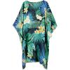 imageMoss Rose Womens Swimsuit Cover up Beach Kaftan for Bathing Suit with Floral PatternE Green Flower