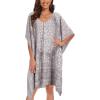 imageMoss Rose Womens Swimsuit Cover up Beach Kaftan for Bathing Suit with Floral PatternE Grey