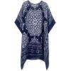 imageMoss Rose Womens Swimsuit Cover up Beach Kaftan for Bathing Suit with Floral PatternE Navy