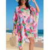 imageMoss Rose Womens Swimsuit Cover up Beach Kaftan for Bathing Suit with Floral PatternE Pink Floral