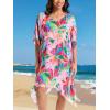 imageMoss Rose Womens Swimsuit Cover up Beach Kaftan for Bathing Suit with Floral PatternE Pink Floral
