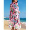 imageMoss Rose Womens Swimsuit Cover up Beach Kaftan for Bathing Suit with Floral PatternE Pink Floral
