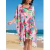imageMoss Rose Womens Swimsuit Cover up Beach Kaftan for Bathing Suit with Floral PatternE Pink Floral