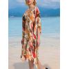 imageMoss Rose Womens Swimsuit Cover up Beach Kaftan for Bathing Suit with Floral PatternE Red Floral