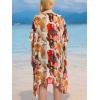 imageMoss Rose Womens Swimsuit Cover up Beach Kaftan for Bathing Suit with Floral PatternE Red Floral