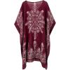 imageMoss Rose Womens Swimsuit Cover up Beach Kaftan for Bathing Suit with Floral PatternE Wine Print