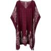 imageMoss Rose Womens Swimsuit Cover up Beach Kaftan for Bathing Suit with Floral PatternE Wine Print