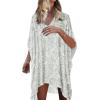 imageMoss Rose Womens Swimsuit Cover up Beach Kaftan for Bathing Suit with Floral PatternLight Green Pattern