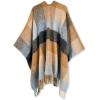 imageMoss Rose Womens Travel Plaid Shawl Wrap Open Front Poncho Cape for Fall WinterB Airy Grey
