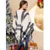 imageMoss Rose Womens Travel Plaid Shawl Wrap Open Front Poncho Cape for Fall WinterB Beige Check