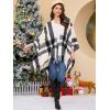imageMoss Rose Womens Travel Plaid Shawl Wrap Open Front Poncho Cape for Fall WinterB Beige Check