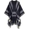 imageMoss Rose Womens Travel Plaid Shawl Wrap Open Front Poncho Cape for Fall WinterB Midnight Beige