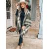 imageMoss Rose Womens Travel Plaid Shawl Wrap Open Front Poncho Cape for Fall WinterB Olive